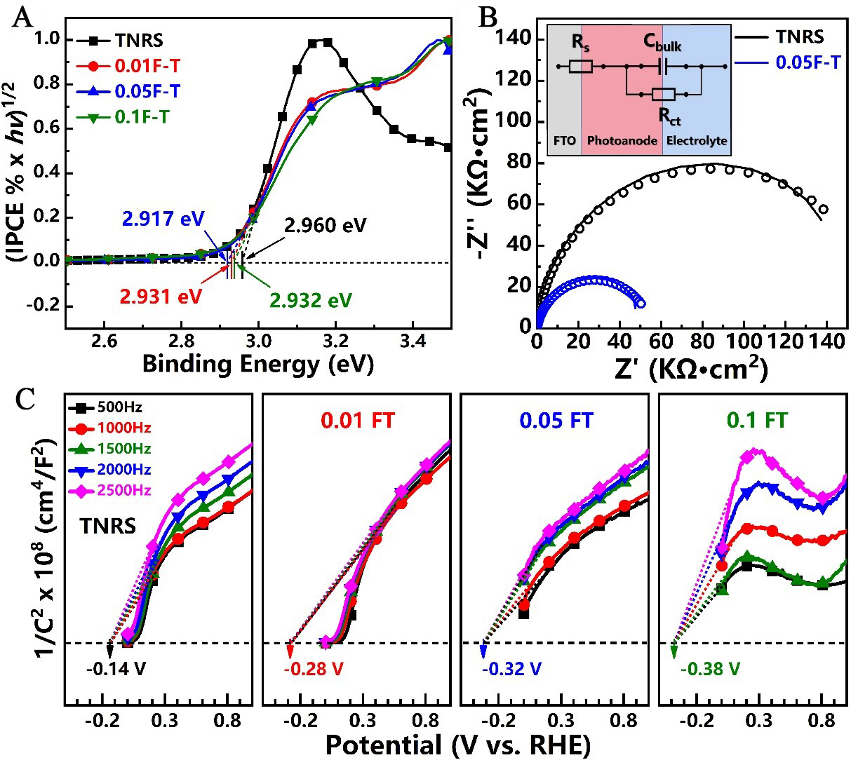 Fluorine-doped titanium dioxide nanorod arrays for efficient photoelectrochemical water splitting